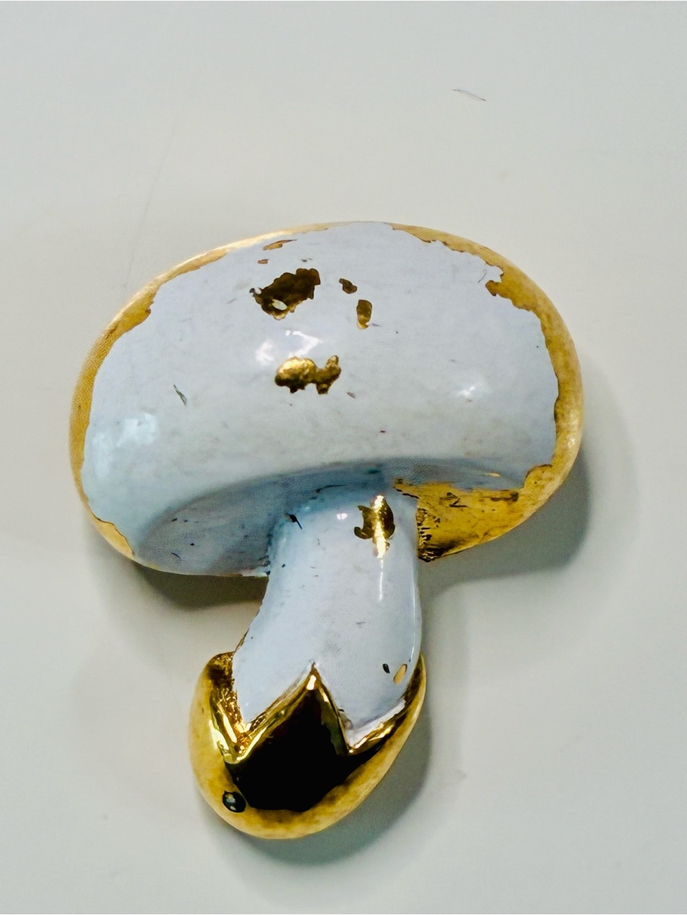 VTG White and Gold Mushroom Brooch Retro Tiny - Picture 8 of 13